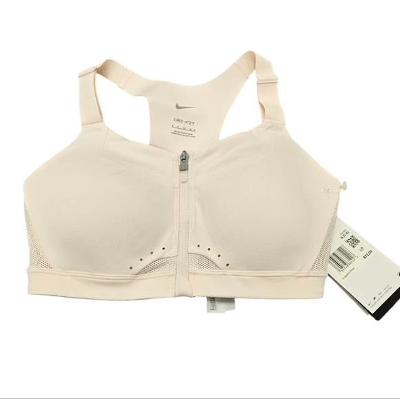 Nike Alpha Sports Bra Running Zip Front Light Pink NEW - Picture 1 of 8